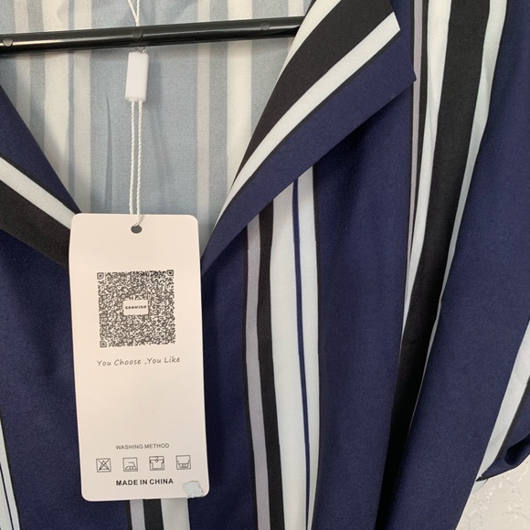 Navy and white striped midi dress - Picture 3 of 5